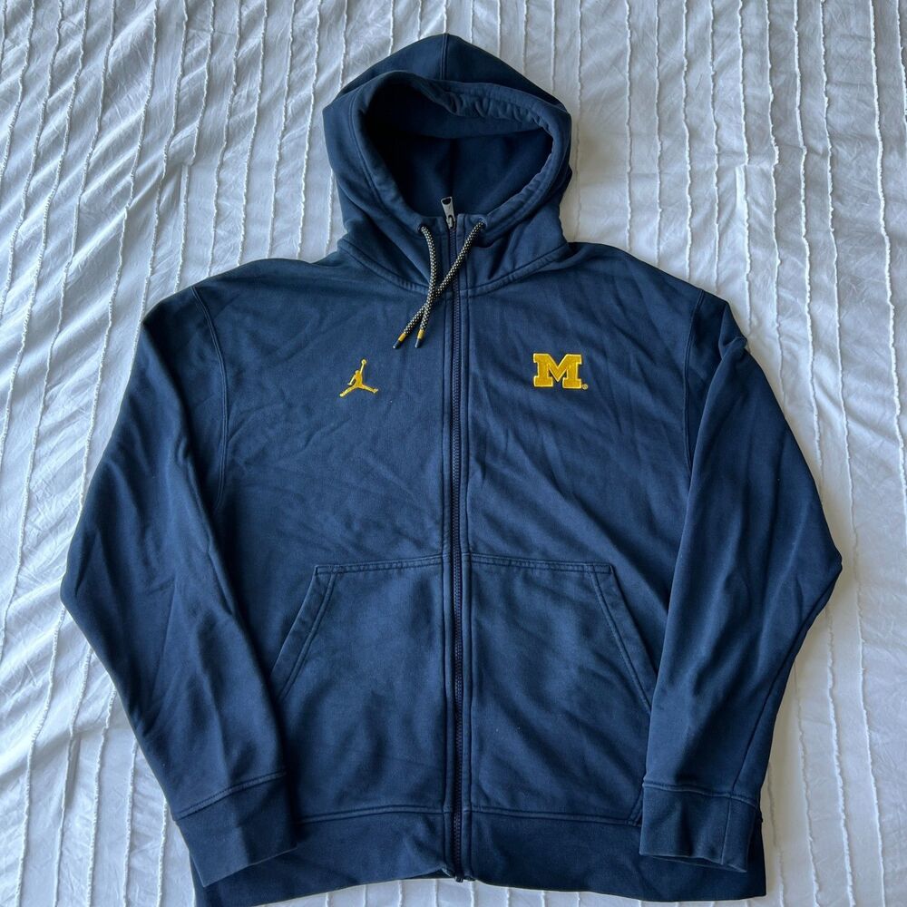 Michigan Wolverines Hoodie Sweatshirt Mens L Jordan Brand Jumpman Full Zip NCAA